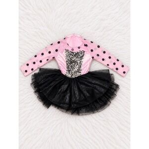 Alexandra Just For Kix Girls Pink Polka Dot Sequin Tutu Dance Costume Leotard 4